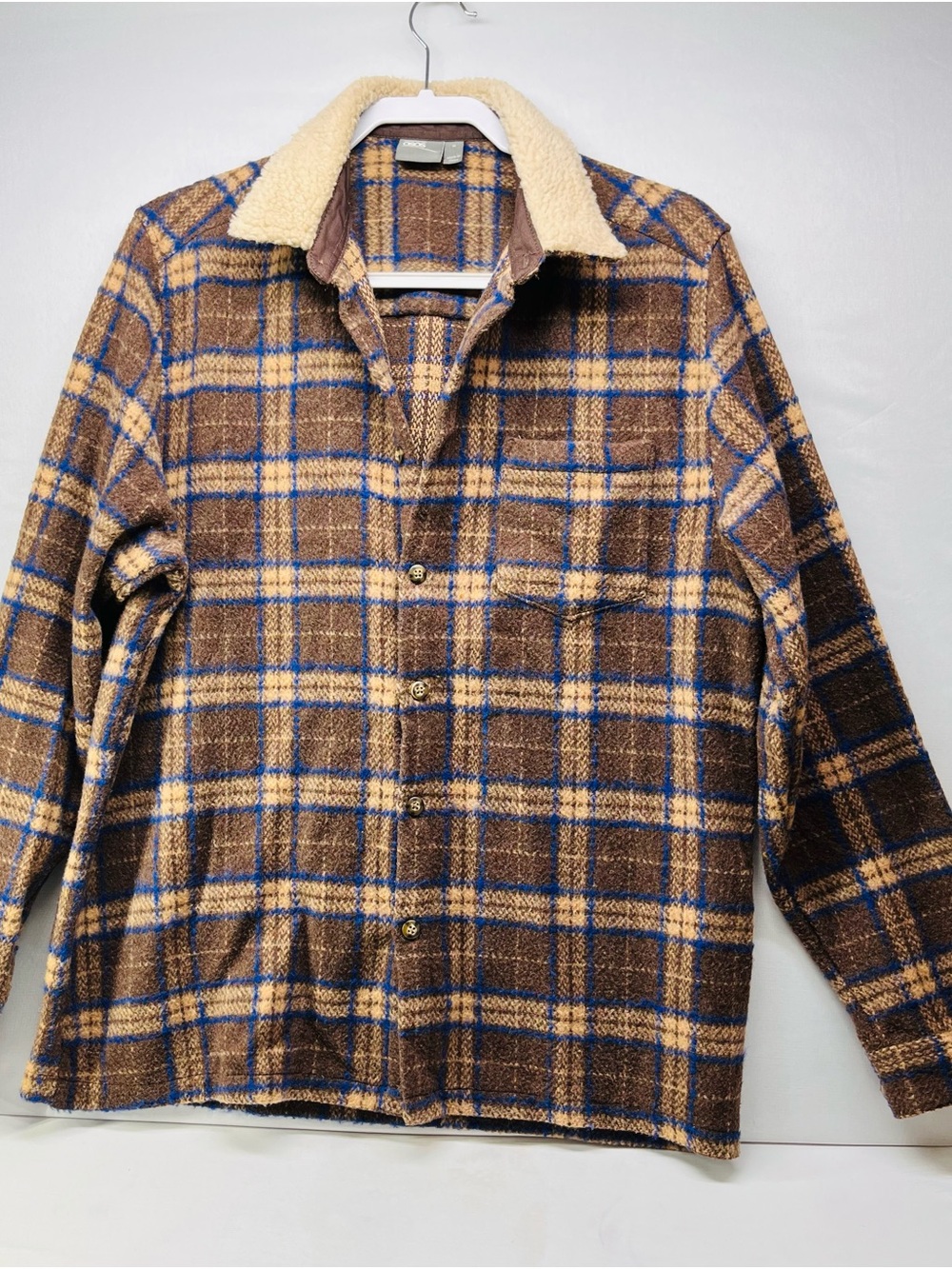 ASOS Brown Plaid Jacket with Blue‎ and Cream Accents